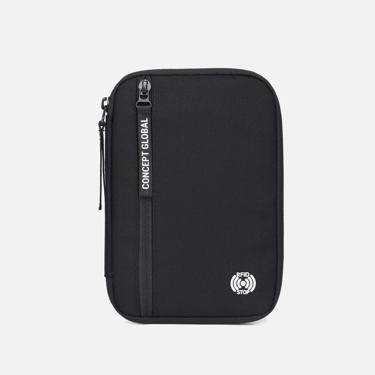 Travel Passport Holder in black, front view
