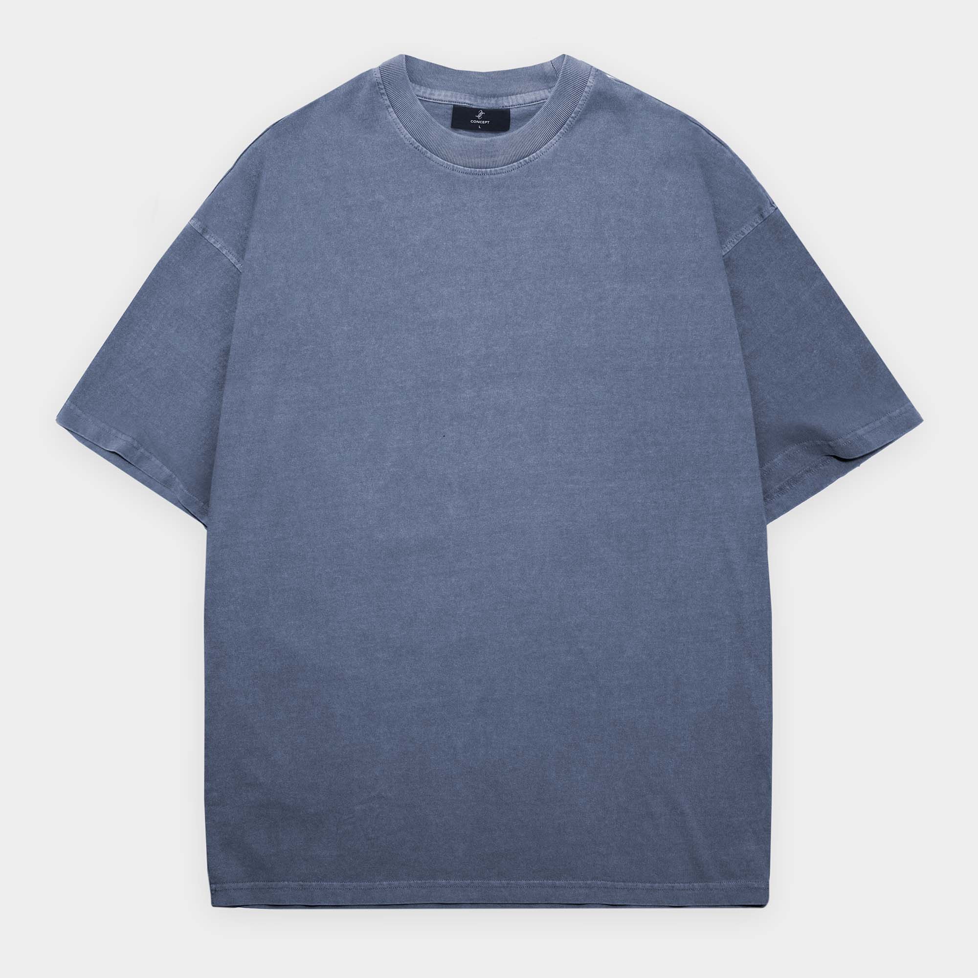Blue t-shirt on a light gray background