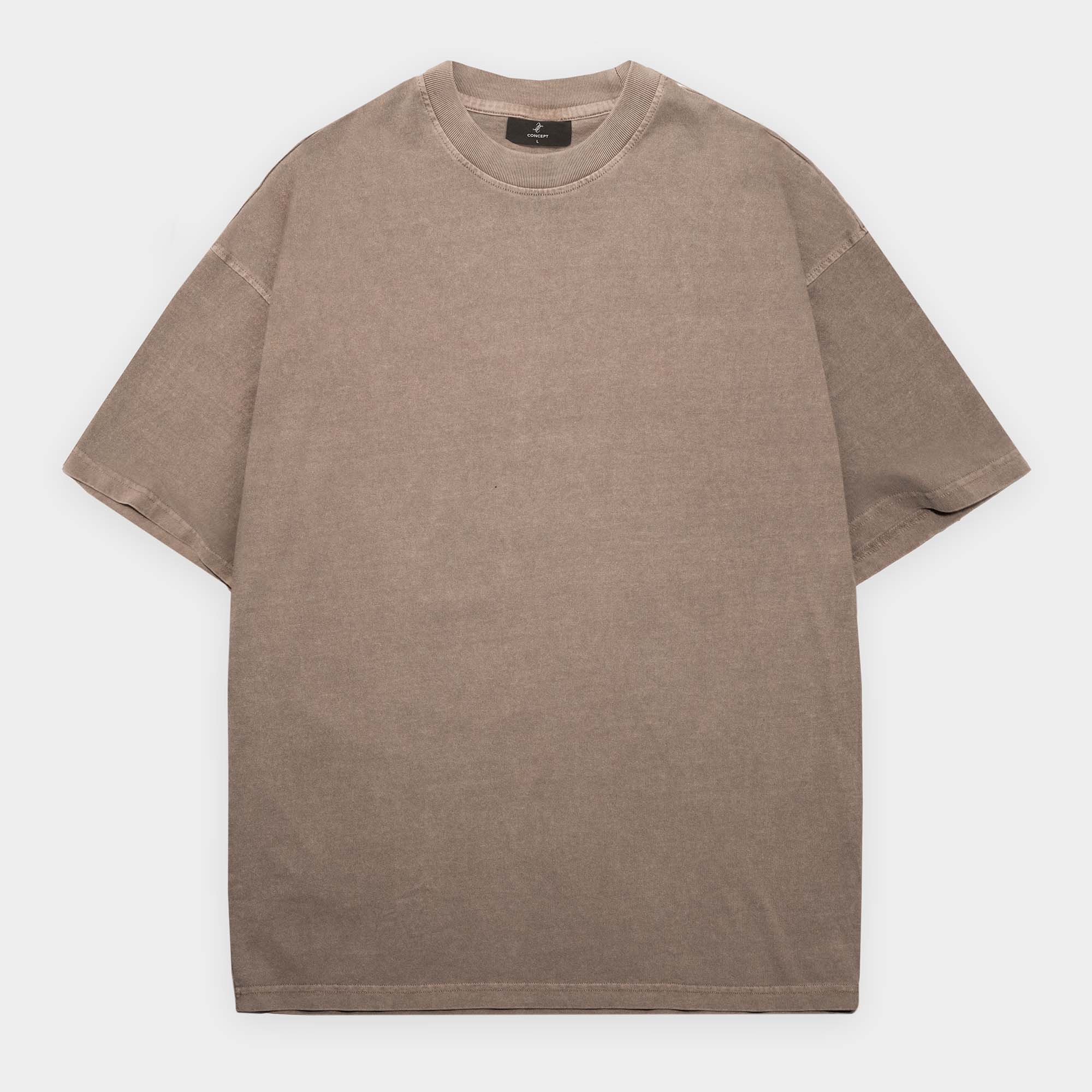 Brown t-shirt on a light gray background