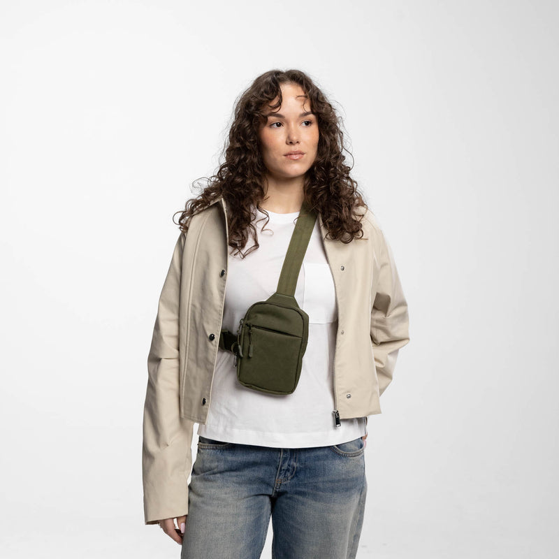 Travel Sling Bag 2.0 worn across the chest