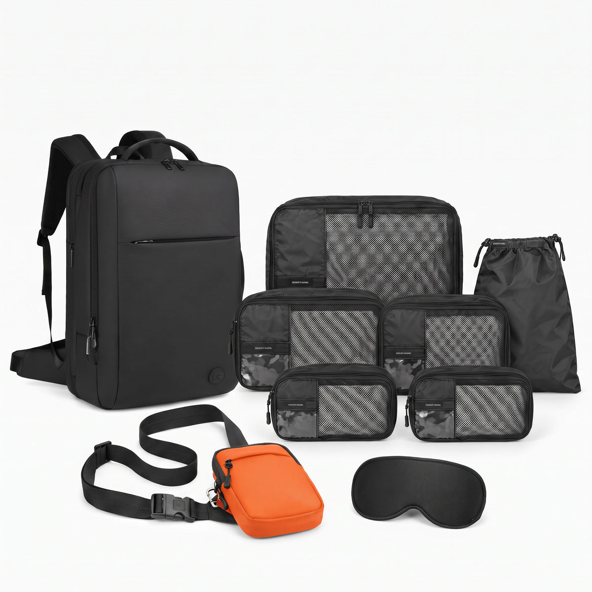 2.0 Travel Bundle with blaze orange Travel Sling Bag 2.0, Travel Backpack, packing cubes and sleep mask #Travel Sling Bag 2.0 (Color)_Blaze Orange