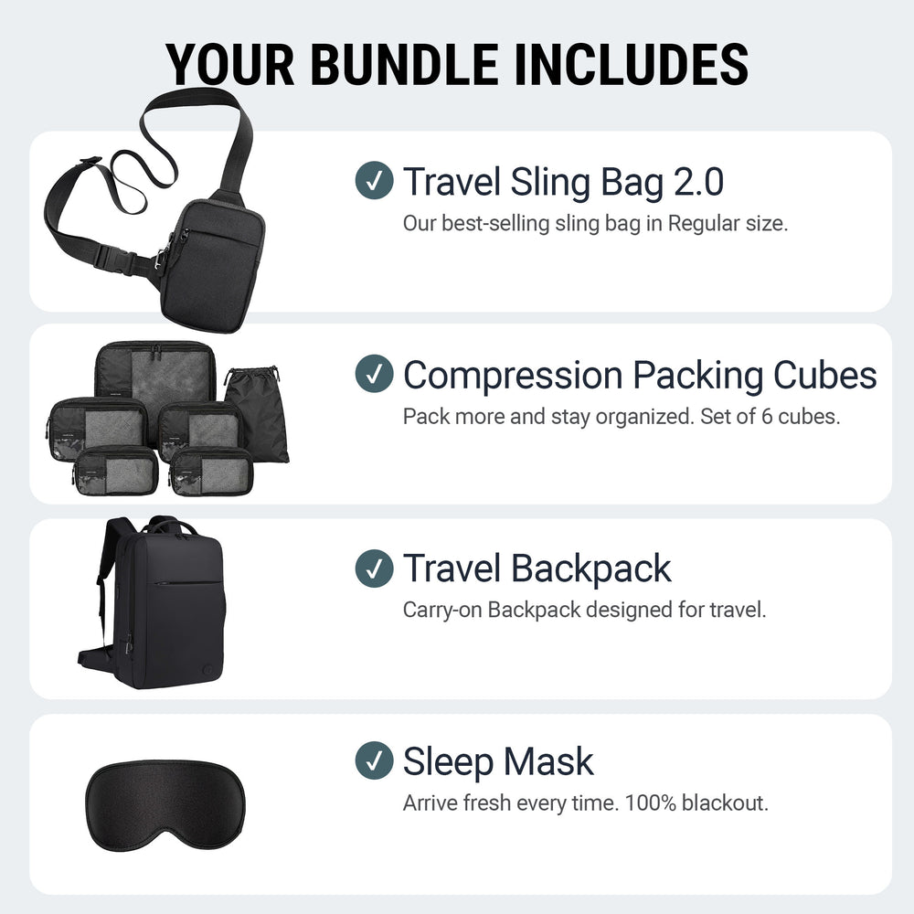 2.0 Travel Bundle | Backpack, Sling Bag, Packing Cubes | Concept Global